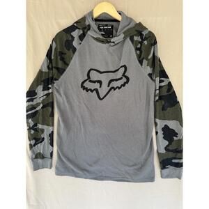 Fox Racing Hoodie Sweatshirt Mens Medium Gray Camouflage Thermal